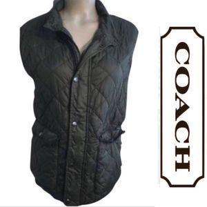 Coach Vest. Green with Leather trim. Size large